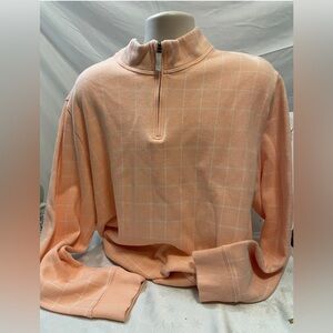Lands End Men’s Peach Bedford Ribbed Quarter Zip Sweater Size XL (46-48) EUC
